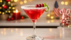 Clausmopolitan recipe: The festive cranberry cocktail with a snowy coconut rim