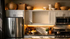 7 smart ways to use the space above kitchen cabinets without adding clutter