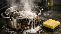 How to clean a burnt pot without damaging the finish